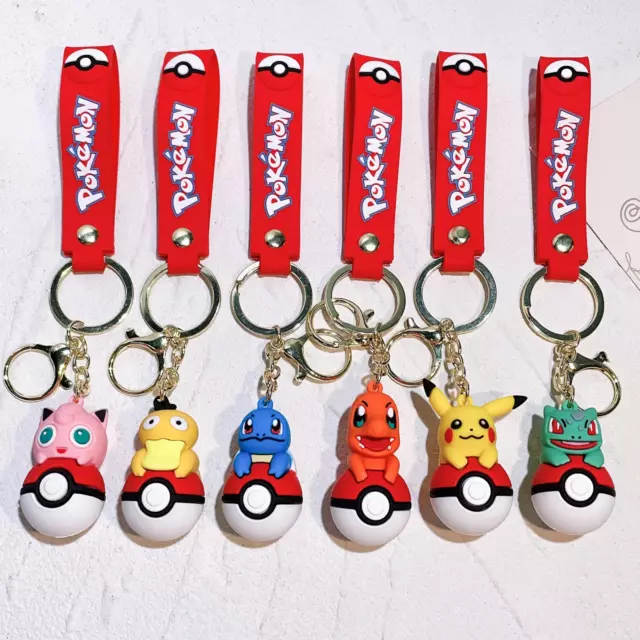 Pokemon Pokeball Characters 3D Rubber Keychain Keyring Bag Charm Car/House Keys