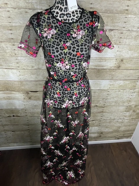 LULAROE DEANNE 2 II Overlay Dress Pink Embroidered Floral Flower Beauty 3XL  $44.28 - PicClick