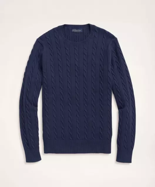 Brooks Brothers 346 Men's Cable Knit Wool Blend Pullover Sweater Blue Size XL