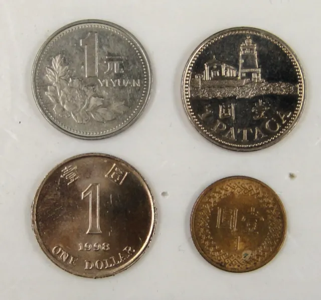 Macau / Hong Kong / Taiwan / Mainland of China Coins 1 Yuan 2007 1998 1995 1990