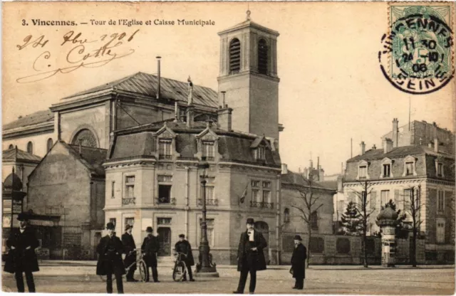 CPA AK Vincennes Tour de l'Eglise et Caisse Municipale FRANCE (1283099)