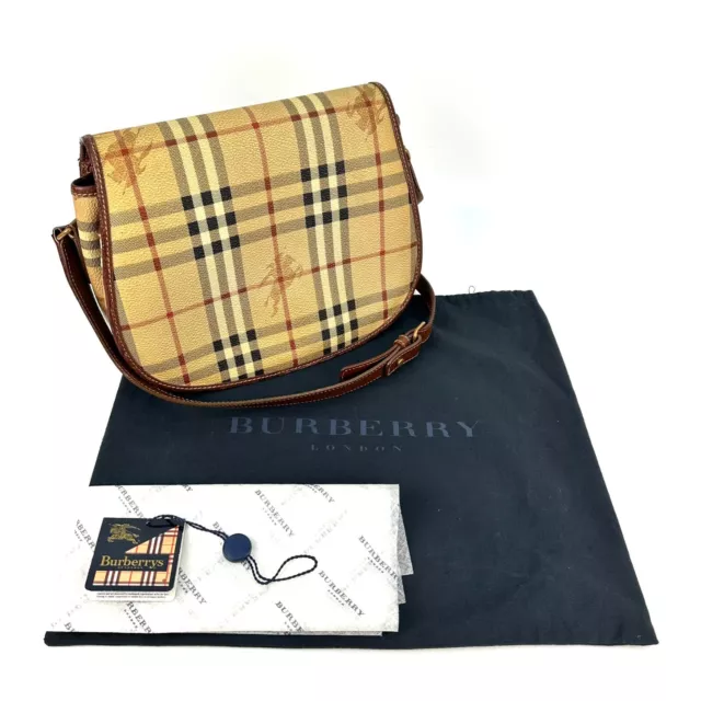 BURBERRY Nova Check Shoulder Cross Body Bag PVC Leather Authentic #0211