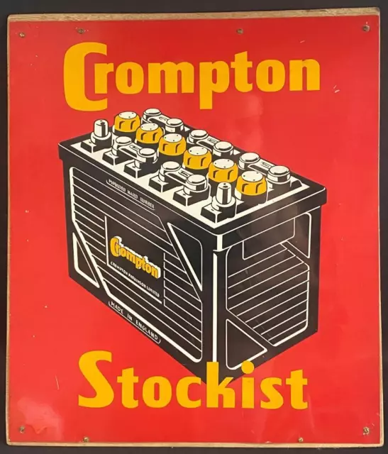 Crompton Stockist Batteries Advertising Garage Shop Tin Sign