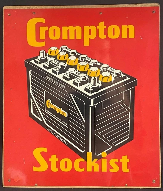 Crompton Stockist Batteries Advertising Garage Shop Tin Sign