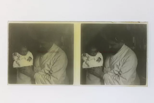 Famille France Photo Stereo Amateur P50L6n1 Plaque de verre Vintage c1910