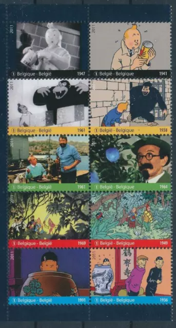 Belgium**TINTIN "in the MOVIES " 10 stamps from sheet-COMICS-2011-cinema