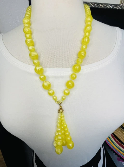 Yellow Vintage Necklace, Yellow Necklace, Yellow Bubble Necklace