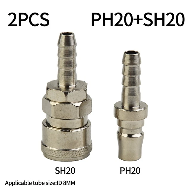 Schlauchbeschläge Air Line tragbar SH20 PH20 Silber 8 mm Kupplung Stecker 3