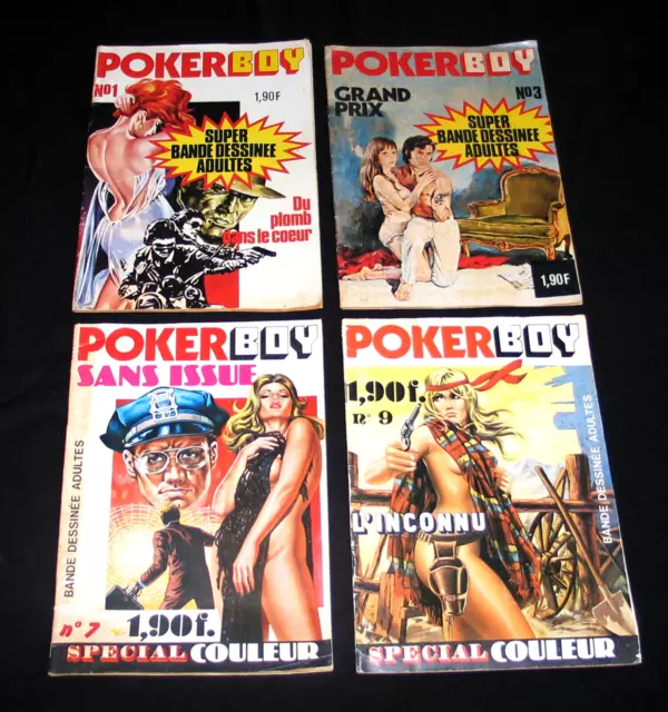 POKER BOY POKERBOY n° 1 - 3 - 7 et 10 LOT BD RARE COMICS VINTAGE 1978