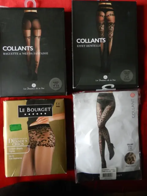 LOT de 4 COLLANTS SEXY CHICS taille 1 / 2 ROUGEGORGE - LE BOURGET NEUF