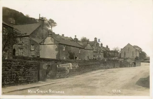 Real Photographic Postcard Of Main Street, Birchover (Near Matlock), Derbyshire