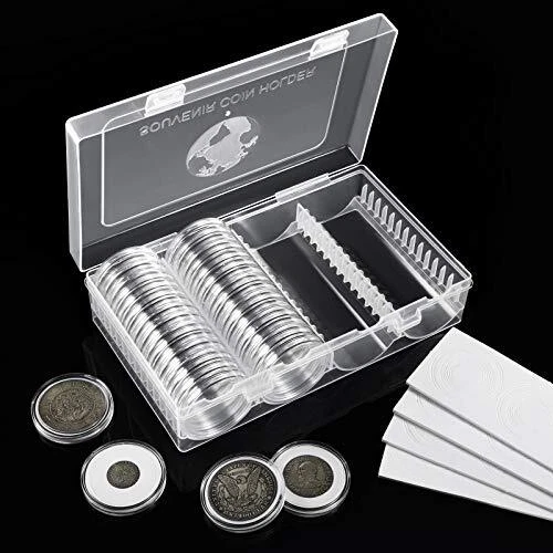 MUROAD Lot de 60 capsules de pièces de monnaie de 41 mm avec joint en mousse ...