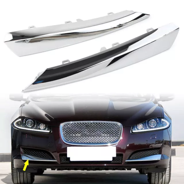 Fit Jaguar XF 2012-2015 Pair Front Side Grille Chrome Molding Trim Left & Right