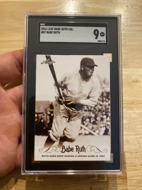 Babe Ruth SGC 9 Mint Leaf Great Bambino Collector Card 2016 New York Yankees WOW