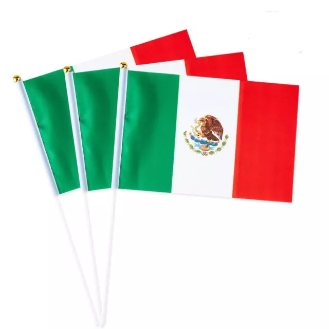 Mexico Flag Mexican Small Stick Mini Hand Held Flags Decorations 1 Dozen (12 ...