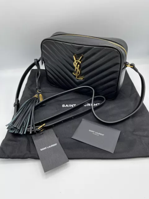 SAINT LAURENT YSL LOU Camera Shoulder Bag Black Calfskin Leather Gold  Hardware £650.00 - PicClick UK