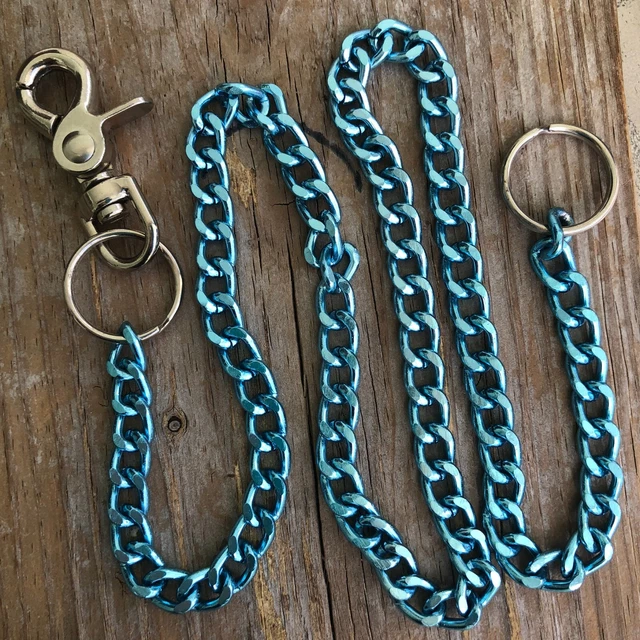 32" Blue Aluminum Leash Metal Wallet Chain Chain Biker Trucker Key Chain