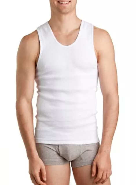 MENS BULK BONDS 6 PACK SINGLET Chesty in Navy White Cotton Vest Size S-4XL