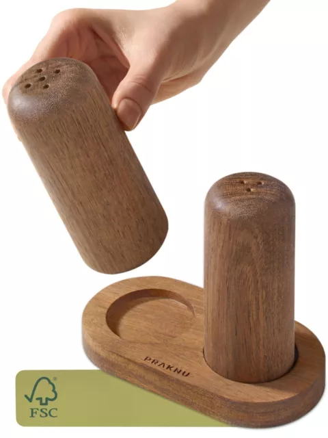 Salz & Pfefferstreuer Mit Untersetzer Holz Set Aufbewahrung Salt Shaker Gewürz