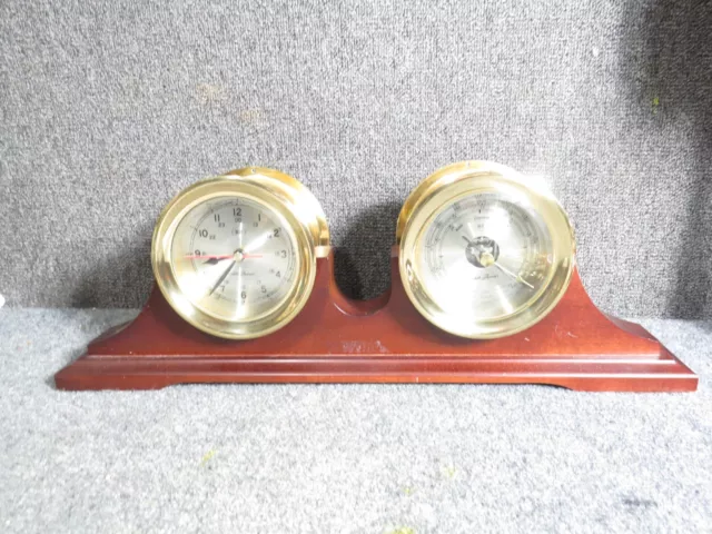 Seth Thomas Brass Ship Clock and Brass Barometer Model --1065