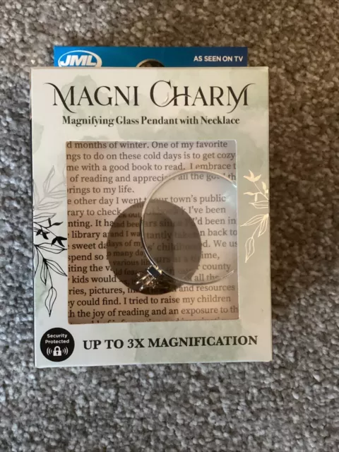 Magnifying Glass Necklace 5x Monocle Magnifier with 36 Long Chain, Silver