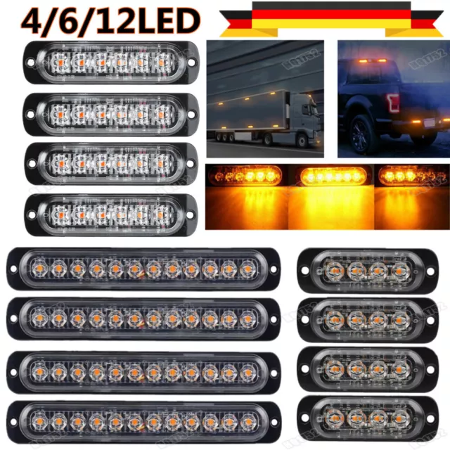 4 LED 4W Strobe Flash Light Stroboskop Blitzer Slim Flash Light Lampe  Blitzlicht Blinker LKW Truck Lamp 12-24V