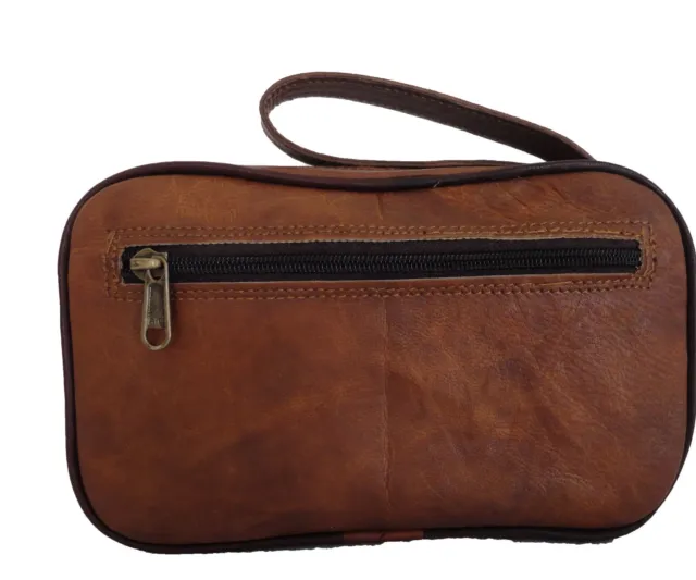 Leather Toiletry Bag Mens Shaving Dopp Kit Case Travel Organizer Washbag Pouch