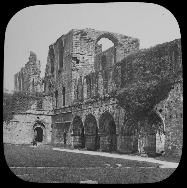 CLOISTER COURT FURNESS ABBEY C1887 Magic Lantern Slide LAKE DISTRICT PHOTO