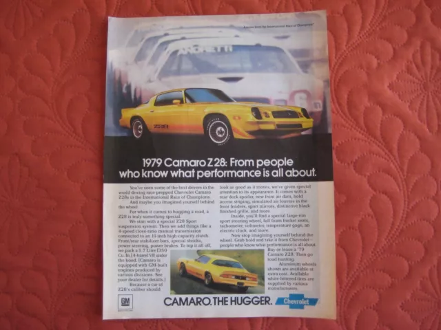 1979 Chevrolet Camaro Z-28 Coupe - Original Print Car Ad - Excellent Condition