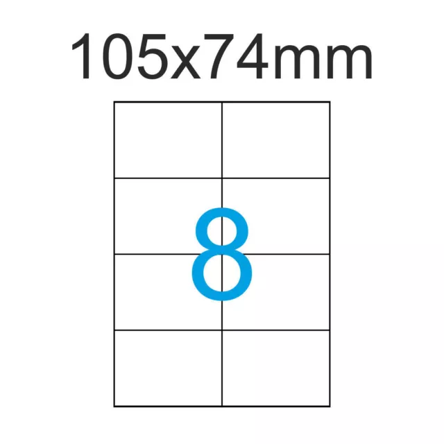 80 Universal Etiketten 105 x 74 mm auf DIN A4 Bogen Selbstklebend - 10 Blatt