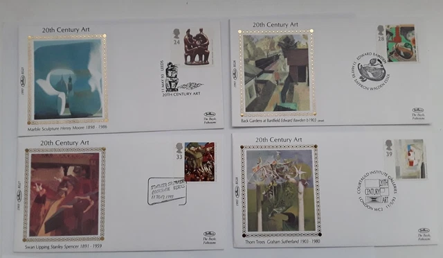GB QEII Benham silk 20th century Art first day covers BS25-28 1993