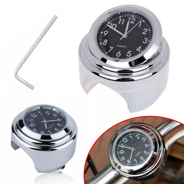 Motorcycle Handlebar Clock Waterproof Dial Glow Watch Chrome Handlebar Clock