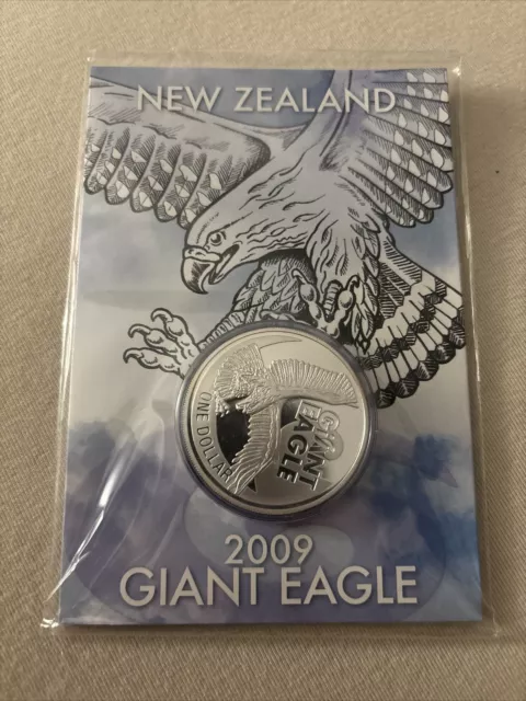 Nueva Zelanda 1 dólar 2009 Giant Eagle 1 oz plata 999 edición 11.500 piezas embalaje original