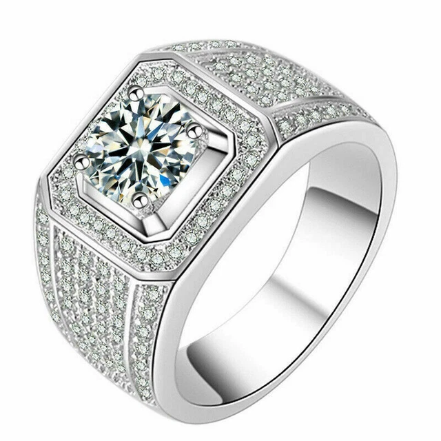 Bague/chevalière Argentée Avec Liseré Doré, Pierre Bleue Et Strass Cristal - Neuf Sans Emballage