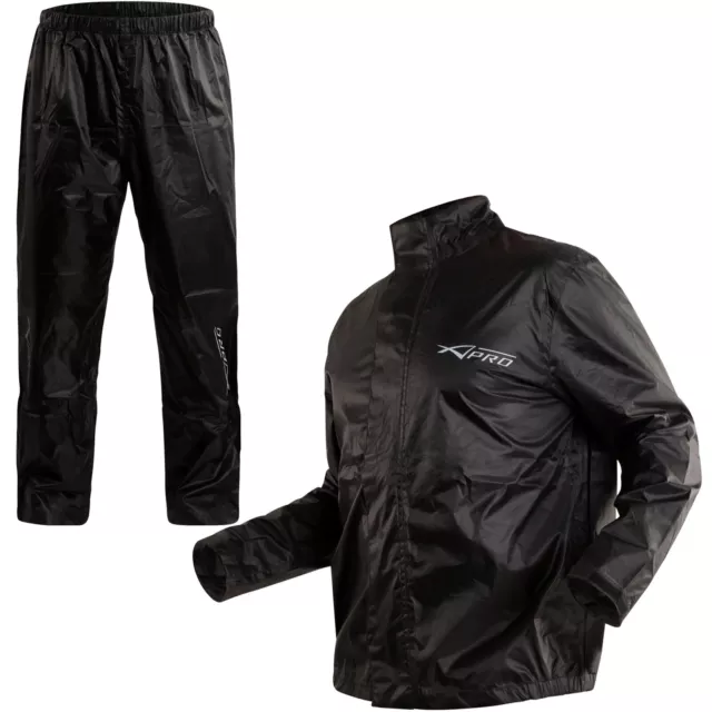 Impermeable Chaqueta Moto Pantalones Lluvia Vespa Bici Negro Motocicleta 2 pzs