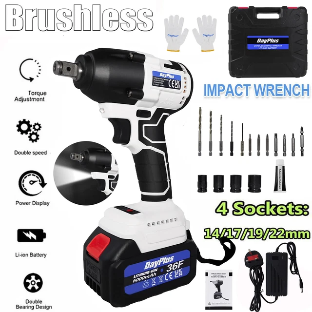 21V ELECTRIC IMPACT Wrench Drive Cordless Lithium Ion 6000mAh