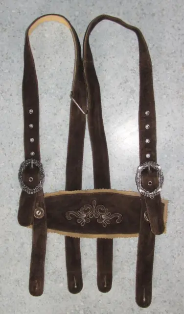 Traditional Costume Leather Suspenders IN Braun To Pants up To Approx. 40 7/8in