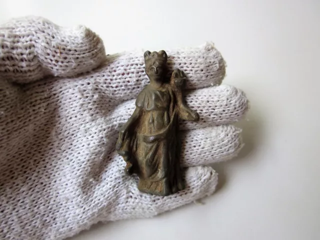 ancient perfect Roman lead massive figure of Roman goddess Minerva.