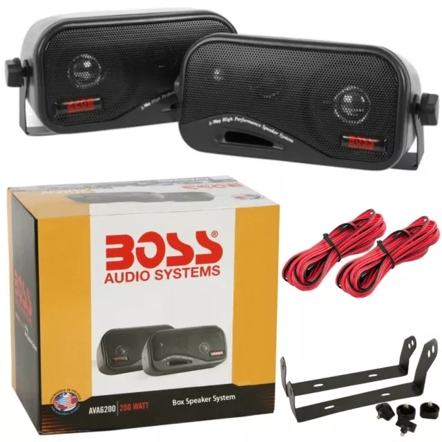 2 BOSS AUDIO SYSTEM AVA6200 coppia di casse nere 18,50 cm 3 vie bass reflex pub