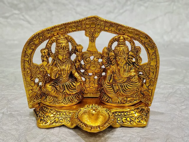 Metal Bhagwan Laxmi Ganesh Murti Idol Decoration For Diwali Festival Showpiece