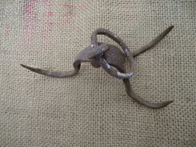 Antique Wrought Iron Meat Pivot Fireplace Skining Hook Blacksmith Hand Forged