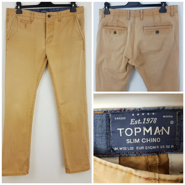 Jeans chino Topman da uomo W32 L32 beige slim gamba dritta
