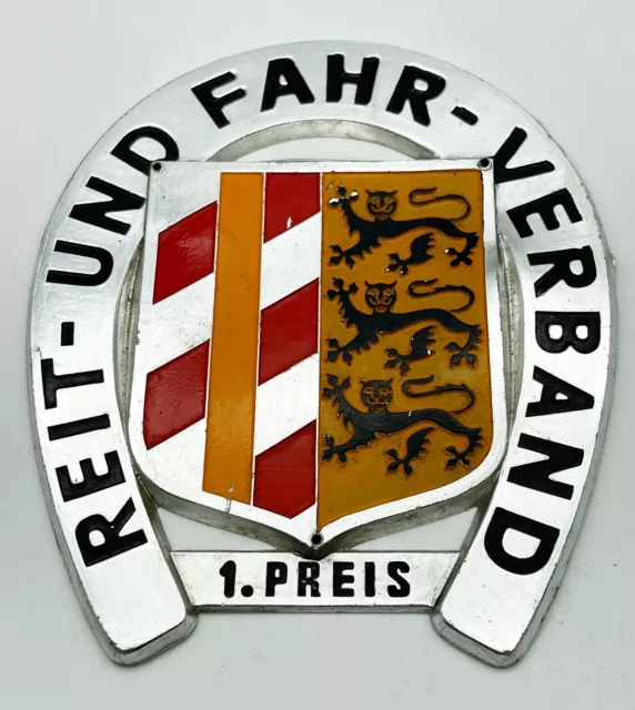 Hufeisen Reit und Fahr 1. Preis Plakette Emblem Reitsport Medaille Pferde Sieger