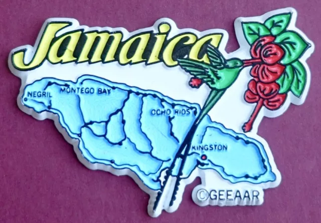 Souvenir Kühlschrankmagnet Jamaika Karte und Kolibri Westindien Karibik