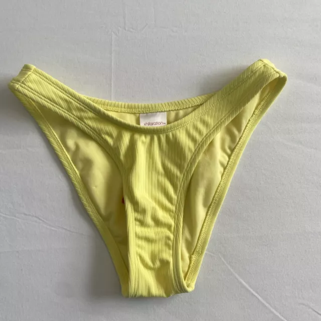 Yellow Ribbed Bikini Bottom High Leg Scoop - Xhilaration Size XS - NEW w/ Tags!
