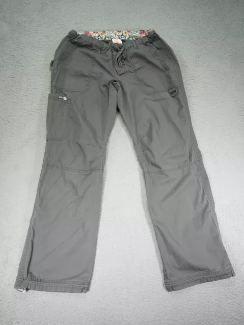 Koi Scrub Pants Womens Medium Gray Elastic Waist Drawstring Cargo