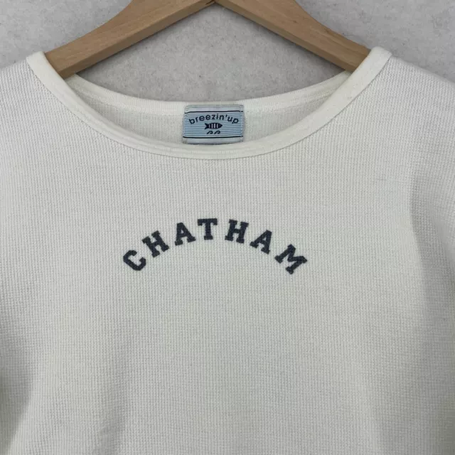 CHATHAM Top Womens S MASS CAPE COD Cotton Cropped Crew Neck Long Sleeve White