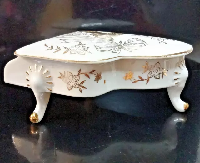 NORCREST Jewelry Trinket Box Fine China 50th Anniversary PIANO w/ Lid