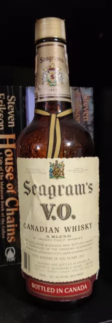 Vintage Seagrams VO Canadian Liquor Empty Whiskey Bottle 1981 Tax Stamp