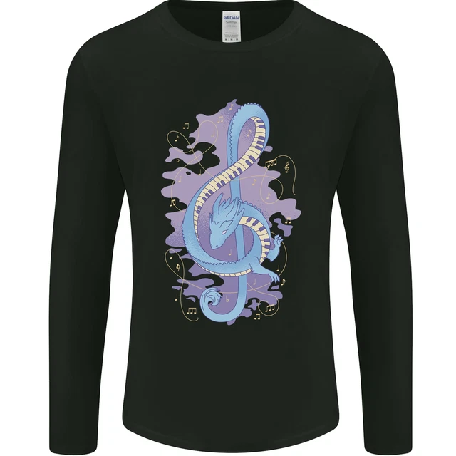 Musical Tastiera Dragon da Uomo Manica Lunga T-Shirt